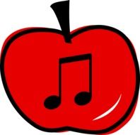 black note on red apple drawing