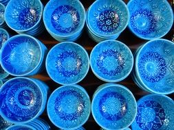 Blue ceramic bowls