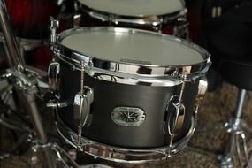 set of silver drums close up