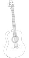 Black and white acoustic guitar clipart