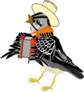 Sparrow with the accordion clipart