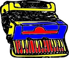 Drawing of multicolored accordion instrument