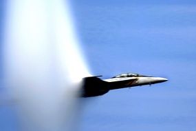 passing the sound barrier of fighter McDonnell Douglas F/A-18 Horne