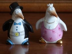 ceramic penguin bride and groom