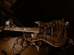 brown electric guitar