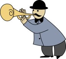 drawn man is playing the trumpet