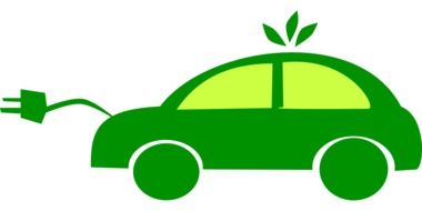 green eco car on white background