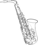 Black and white saxophone clipart