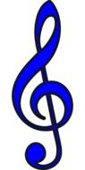 blue treble clef on white background