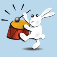 drumming bunny cartoon drawing