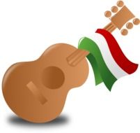 drawing of a guitar with mexican flag