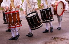 men with drums on parade