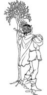 Black and white drawing of the violin player clipart
