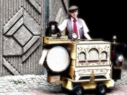 musician with a street organ