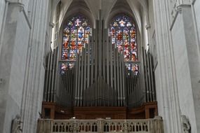 A huge organ in the church