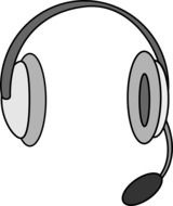 drawing of a gray headset with a microphone