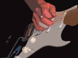 male hand on elecrtic guitar, digital art