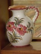 vintage Ceramic jug painted with flowers