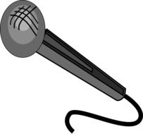microphone with wire, greyscale illustration