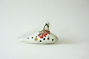 ceramic ocarina with floral pattern