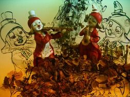 two vintage toys, musical clowns