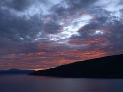 dark clouds by lake