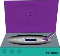 graphic image of a bright vintage turntable philippe