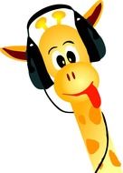 Giraffe with the headphones clipart