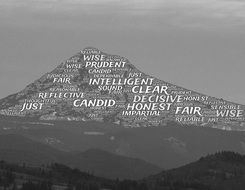 Black and white photo of the mountain on North