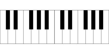 graphic image of black and white music keys