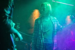 rock concert in color fog