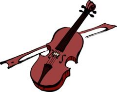 graphic image of a brown violin with bow