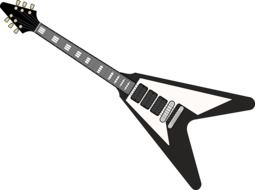 black and white drawing of an electric guitar instrument