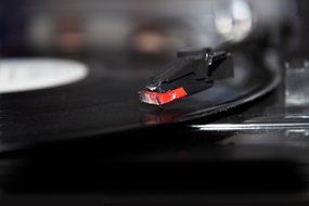 gramophone needle close-up on blurred background