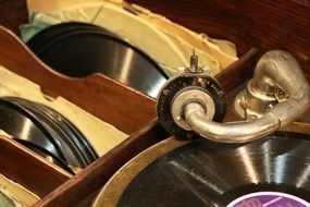 Wooden gramophone as antiques