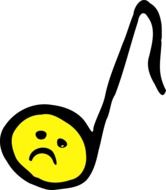 graphic image of a sad musical note