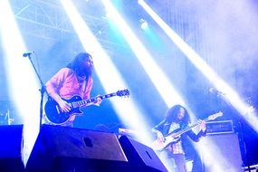 musicians on the rock concert