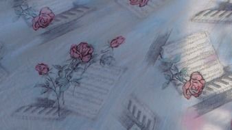 beautiful drawing piano and rose