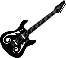 Black electric guitar on a white background