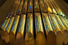 golden church organ close-up