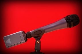 red stand microphone