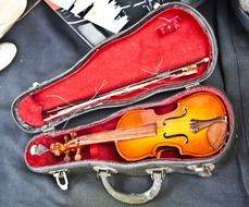 old violin in case
