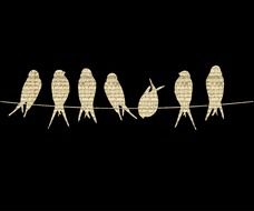 silhouettes of birds from musical notes