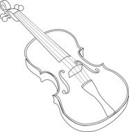 Black and white drawing of violin musical instrument