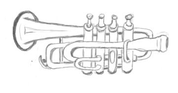 trumpet pencil sketch