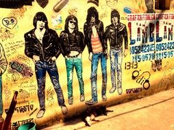 ramones, rock music band, graffiti on wall
