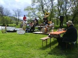 jazz band performing in the sunny park