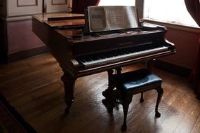 Piano stool near the piano