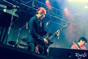 Rock musician with guitar