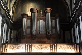 panorama of a large church organ